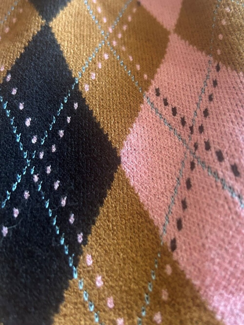 ANTHROPOLOGIE Maeve Argyle Cardigan Button Up Sweater Pink Brown Black Sz S EUC - Picture 5 of 8